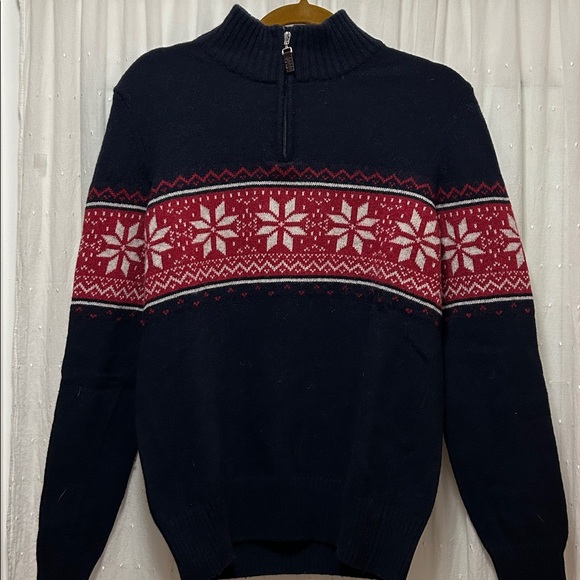 Daniele Blasi Sweater Men’s M Navy and Red Snowflake Wool - Picture 8 of 10